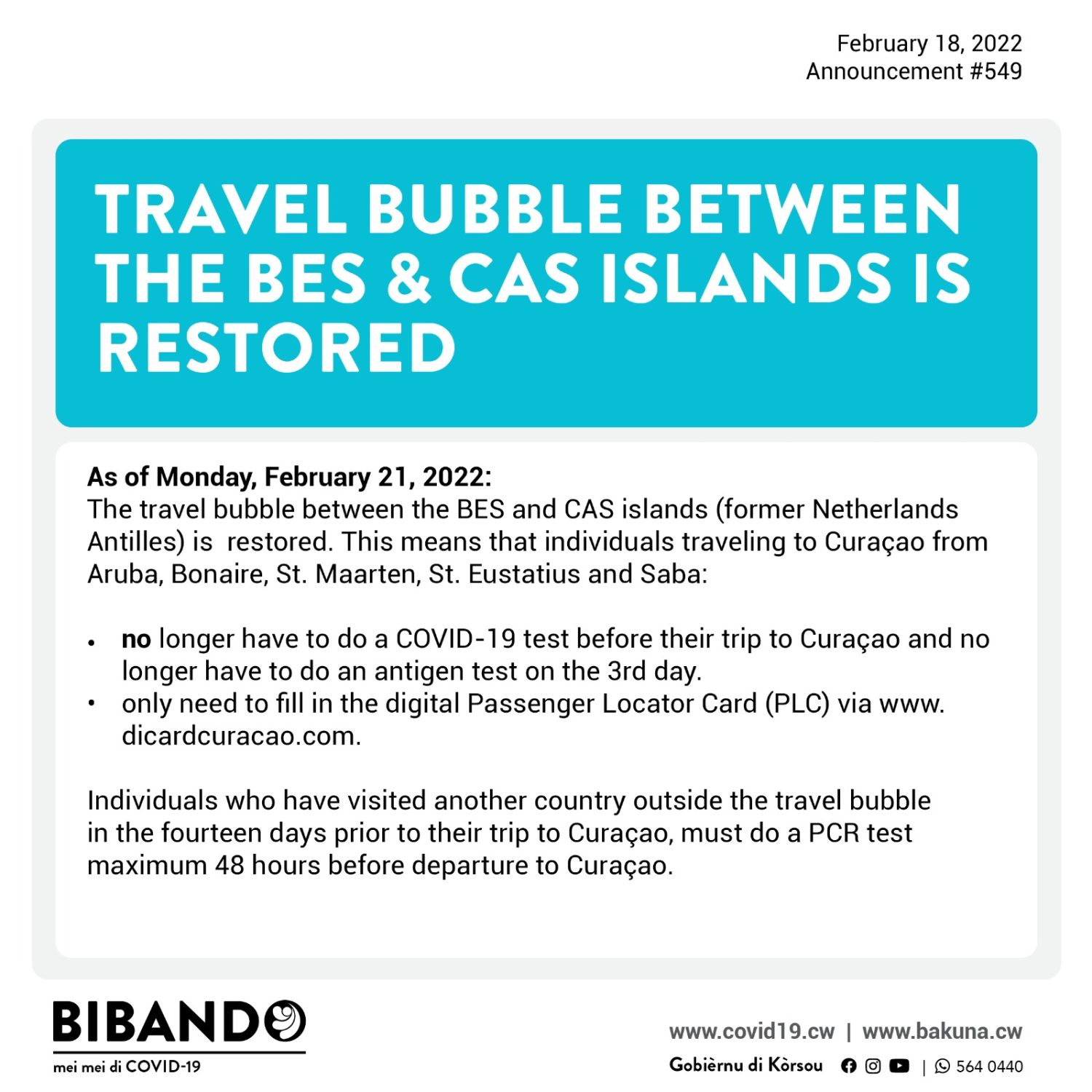 Read more about the article Friday February 18, 2022 – New travel measures