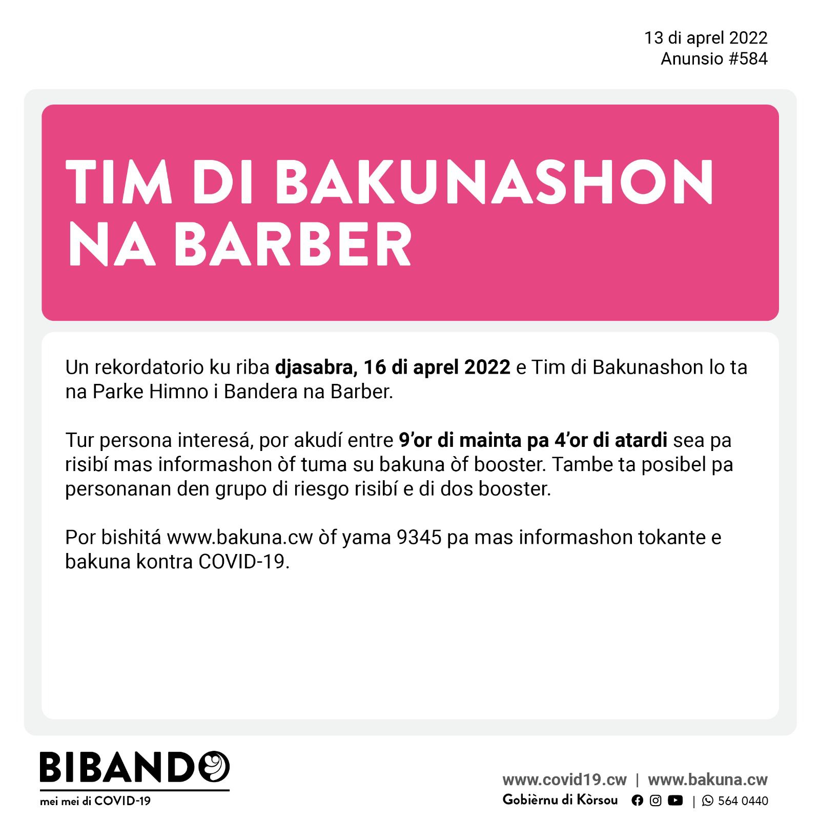 Read more about the article Djárason, 13 di aprel 2022 – Tim di Bakunashon na Barber